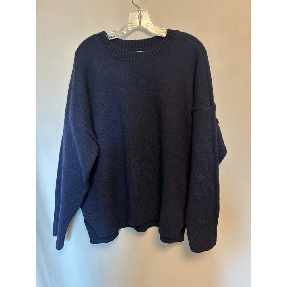 Lands End Women’s Navy Oversized Sweater XL 18 Crew Neck